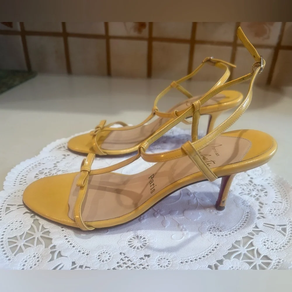 Christian Louboutin Yellow Strappy Sandals - Picture 6 of 11
